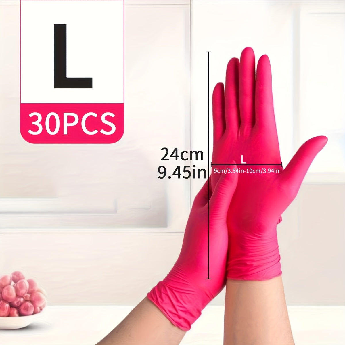 Deep Pink Disposable Nitrile Gloves - Lightweight, Suitable for Household Cleaning, Pet Care, Hair Dyeing - & Alcohol-Free, Available in S/M/L Sizes, Multi-Purpose Cleaning Gloves, Stylish Kitchen Use, All-Season, Disposable