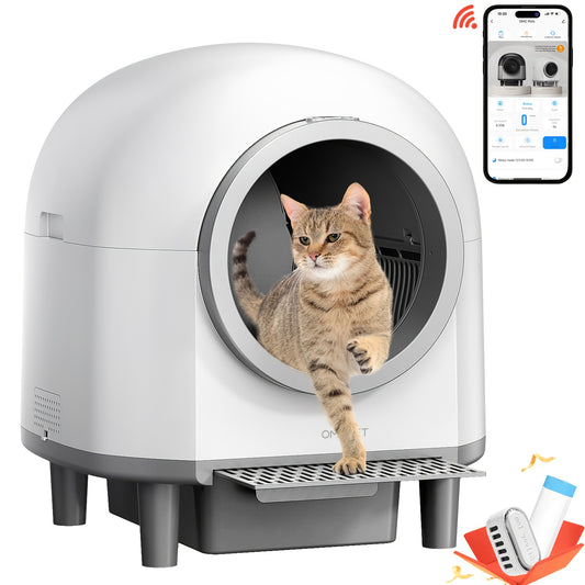 Self Cleaning Cat Litter Tray, 110L Extra Large Automatic Cat Litter Tray for Multiple Cats, with Safety Protection, APP Control, Odor Removal Smart Robot Litter Box, 1 Roll Trash Bags, Self Cleaning Cat Litter Box, Cat Litte