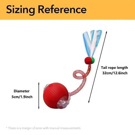 MIAOQUANJI Interactive Rolling Cat Ball Toy - USB Rechargeable Electric Cat Toy with Elastic Net Tail, Quick Self-rolling Design for All Breeds, Pink & Multicolor Options, Smart Automatic Pet Toy for Indoor Fun & Gifting, Cat