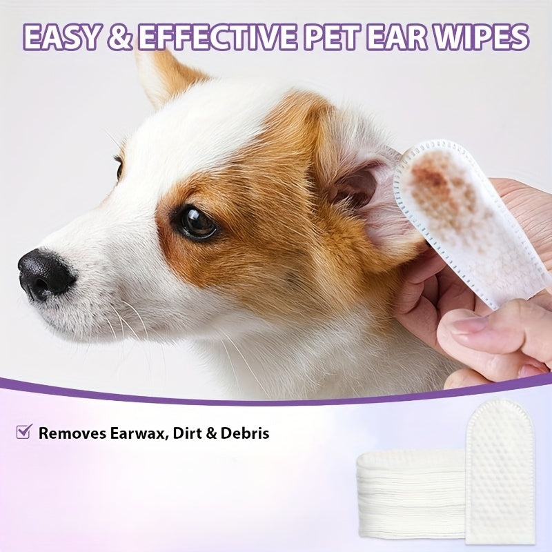 50pcs/box Dogs & Cats Ear, Tooth and Foot Pad Cleaning Finger Wipes, Finger Wipes for Dogs & Cats