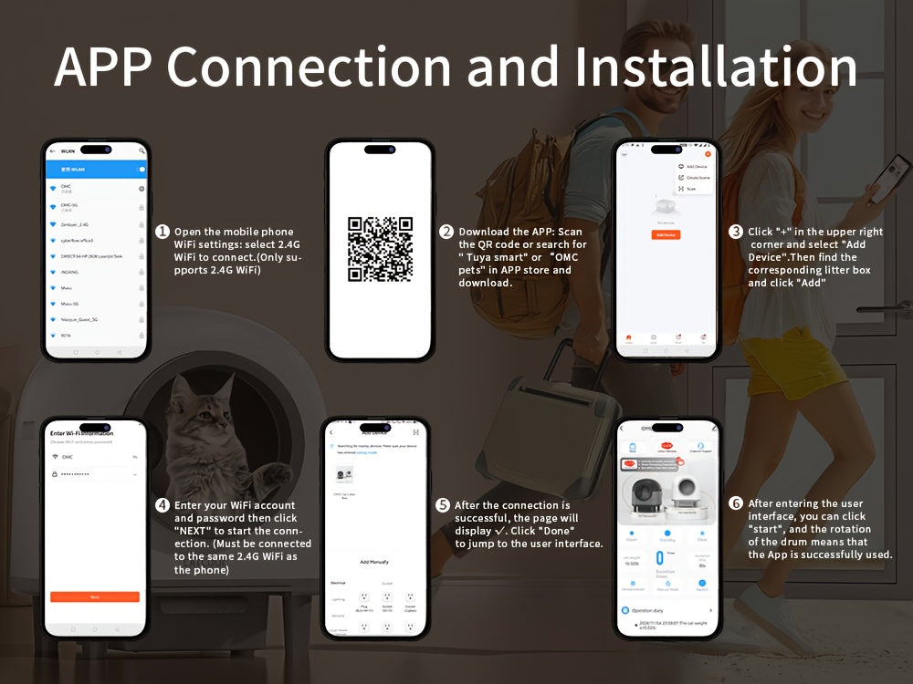 Self Cleaning Cat Litter Tray, 110L Extra Large Automatic Cat Litter Tray for Multiple Cats, with Safety Protection, APP Control, Odor Removal Smart Robot Litter Box, 1 Roll Trash Bags, Self Cleaning Cat Litter Box, Cat Litte