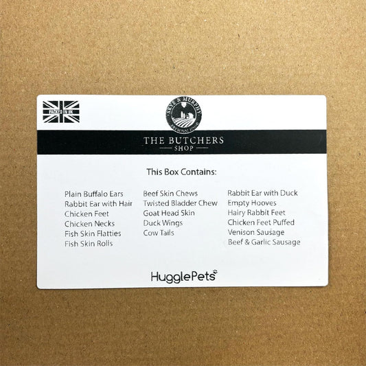 HugglePets Premium Natural Dog Treat Box | 40 Pieces | The Butchers Shop Pet Food | Delicious Snack Assortment | Perfect Selection for Your Pup | Great for All Types of Chewers