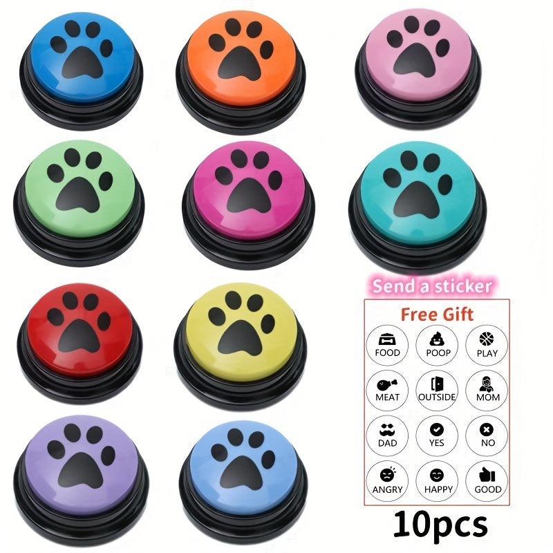 Dog Training Buttons with Paw Print Design - Interactive Pet Communication Toy, Durable Plastic Dog Accessories for Training & Play, No Batteries Needed, All Breeds & Sizes, Dog Training Accessories, Playful Pet Acc