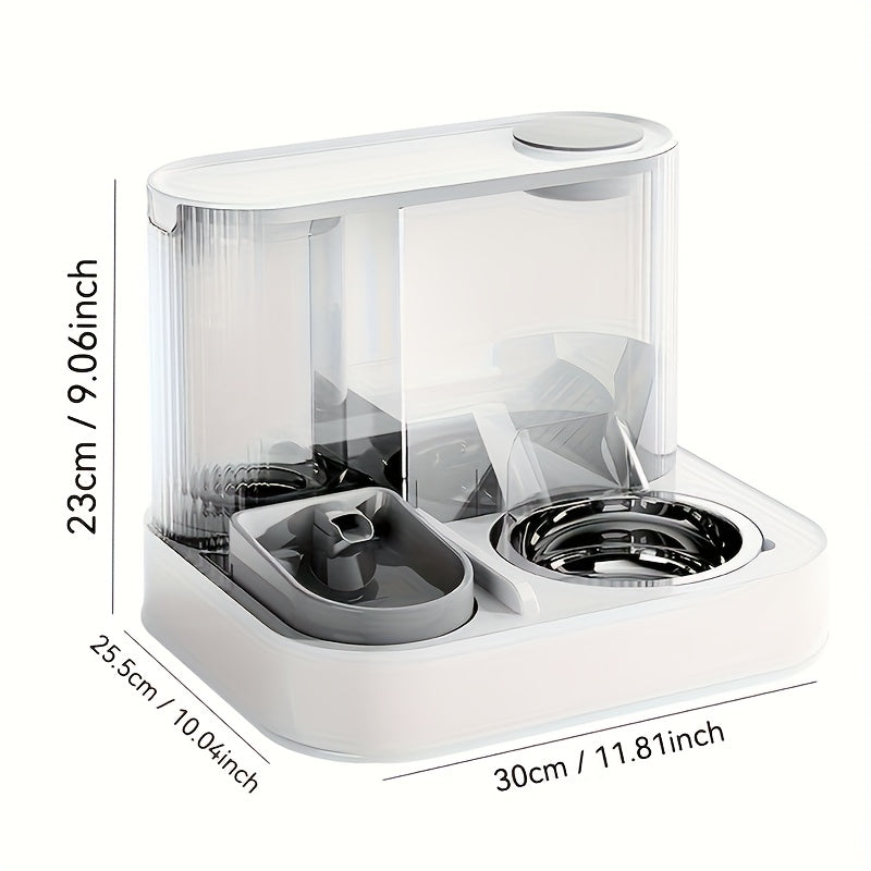 [Automatic Pet Feeder] Automatic Pet Feeder & Water Dispenser - Dry/Wet Food Separation, Anti-Tip, Large 2.2L Grain Bucket +1.5L Water Tank, No Electricity Needed, Easy-Clean Design for Cats & Small/Medium Dogs