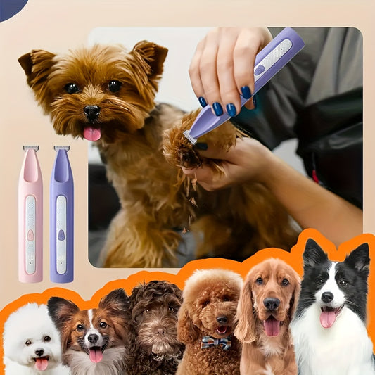 Pet Micro Precision Trimmer Set, New Rechargeable Low Noise Wireless Dog Paw Clipper with LED Light, Multifunctional Pet Hair Grooming Tool for Nails Eyes Face Hips Cat Feet Shaver, Pet Nail Trimmer, Compact Design, Ergonomic