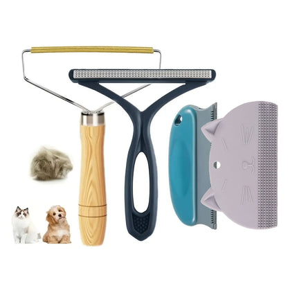 4pcs Reusable Pet Hair Cleaning Kit for Dogs & Cats - Durable Plastic Grooming Tools with Ergonomic Handles, Gentle on Fabric & Carpets, Ideal for Sofa, Furniture & Clothes - Includes Detangling Brush, Deshedding Brush, Flea