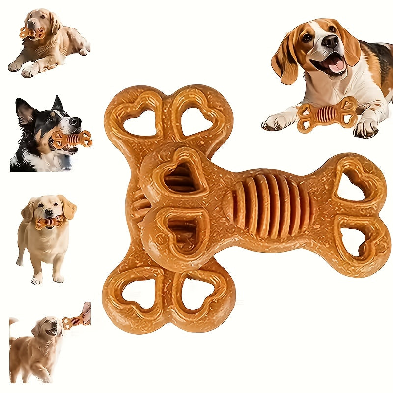 Durable Non-Toxic Chew Bone Toy for Aggressive Chewers - Heavy-Duty Plastic Puppy & Adult Dog Teeth Cleaning Dental Chew Stick with Chewable Textured Surface, Indestructible Chew Bone for Small & Large Dogs (Labrador, German