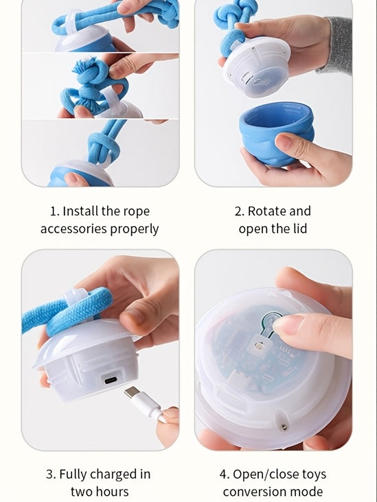 [Electronic Dog Ball for Pets] High-Quality, Durable, Interactive Electronic Dog Ball for Pets - USB Rechargeable, Automatic Rolling Toy, Large and Small Dog Ball with Straps, Ball Launcher, Playful Design, Petsafe Material,