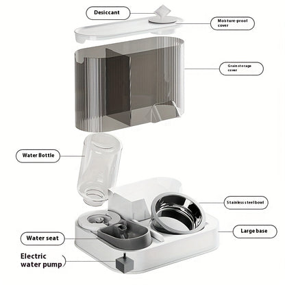 [Automatic Pet Feeder] Automatic Pet Feeder & Water Dispenser - Dry/Wet Food Separation, Anti-Tip, Large 2.2L Grain Bucket +1.5L Water Tank, No Electricity Needed, Easy-Clean Design for Cats & Small/Medium Dogs