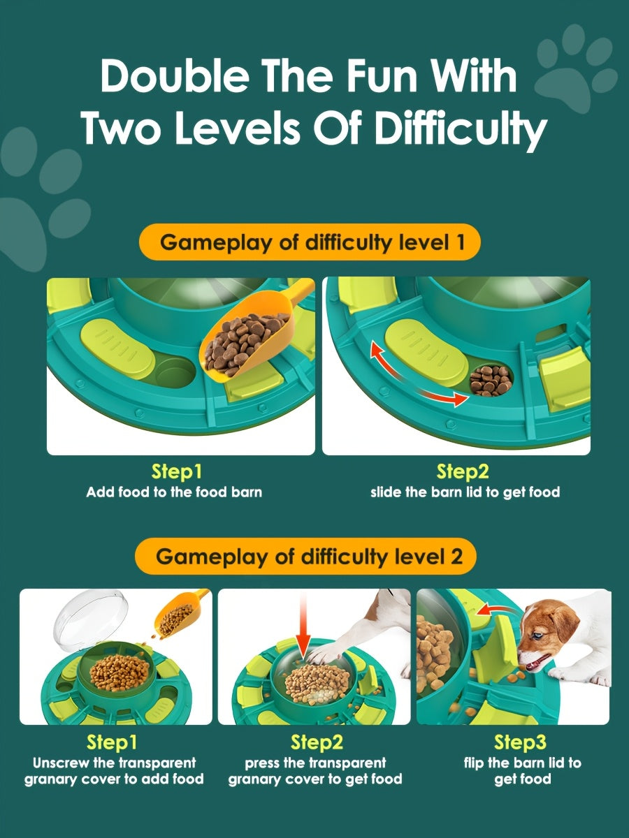 [Interactive Dog Feeder Toy] Interactive Slow Feeder Dog Toy with Treat Dispenser - Battery-Free Mental Stimulation Game, Non-Toxic Easy-Clean Plastic, Geometric Design for Puppies & Adult Dogs, IQ Boosting Play, Puppy Traini