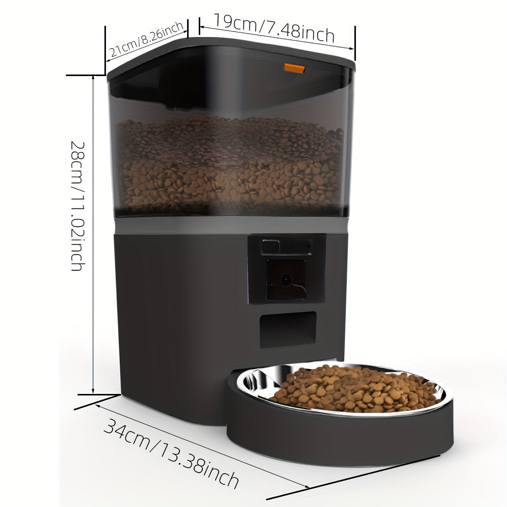 4L Smart Pet Feeder with Camera & App Control - Automatic Timer, Dual Bowl Dog & Cat Food Dispenser, USB-Powered, Real-Time Monitoring, Easy Disassembly for Busy Pet Owners, Automatic Pet Feeder, Remote Feeding Solution, Slee
