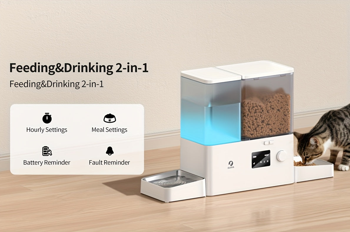 Smart Automatic Cat Feeder and Water Dispenser All-in-One with App Control, Large Capacity Wet/ Food Storage, Enabled,, Voice Control via Alexa/ Assistant, -Waste System,  & Wet Food Dispenser, Remote Monitoring, Low Voltage