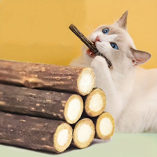 5-Pack Natural Wooden Cat Dental Sticks - Wholesome Indoor Cat Toy for Healthy Feline Teeth and Gums