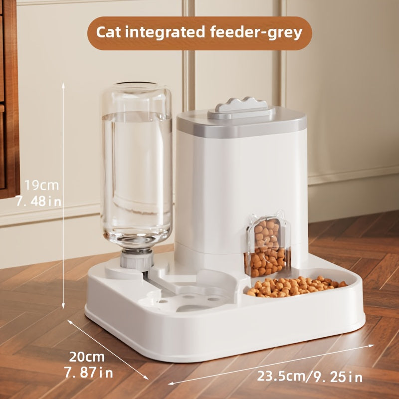 Automatic Cat and Dog Water Dispenser with Integrated Food Basin - Capacity 1-10L, No Battery Required, Modern White Design, Easy to Clean and Moisture-Proof - Durable Pet Hydration Solution, Automatic Pet Feeder, Stylish Pet