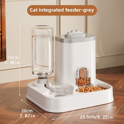 Automatic Cat and Dog Water Dispenser with Integrated Food Basin - Capacity 1-10L, No Battery Required, Modern White Design, Easy to Clean and Moisture-Proof - Durable Pet Hydration Solution, Automatic Pet Feeder, Stylish Pet