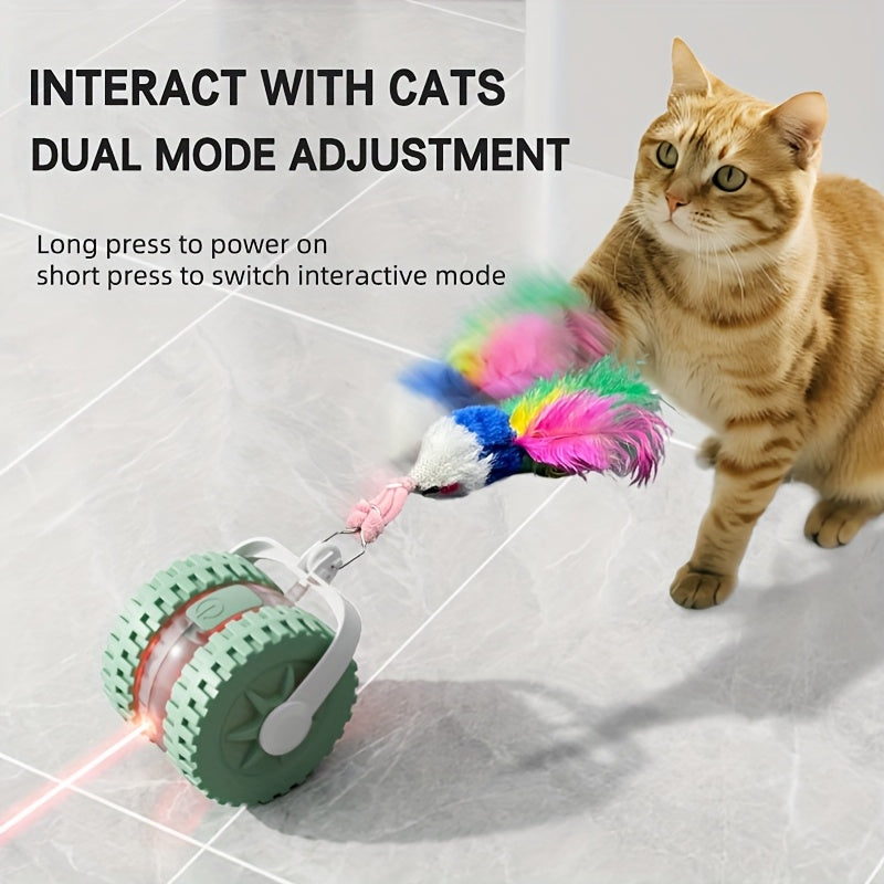 Interactive Laser Cat Toy with Mouse, 2-in-1 Laser Pointer & Plush-like Wiggling Worm-like Motion, Low-Power (<1mW) Red Light for Solo Play, Stimulates Hunting Instincts (Cats, Kittens)