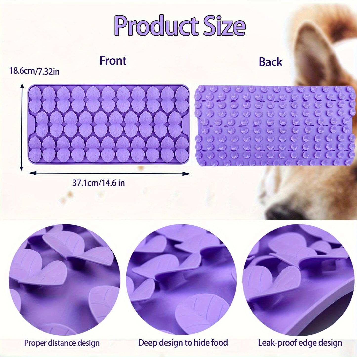 1pc PetLickingMat Silicone Dog Feeding Pad, Slow Feeder Mat for Encouraging Natural Foraging Skills, Interactive Feeding Game Toy for All Dog Breeds, Dishwasher Safe and Easy to Clean