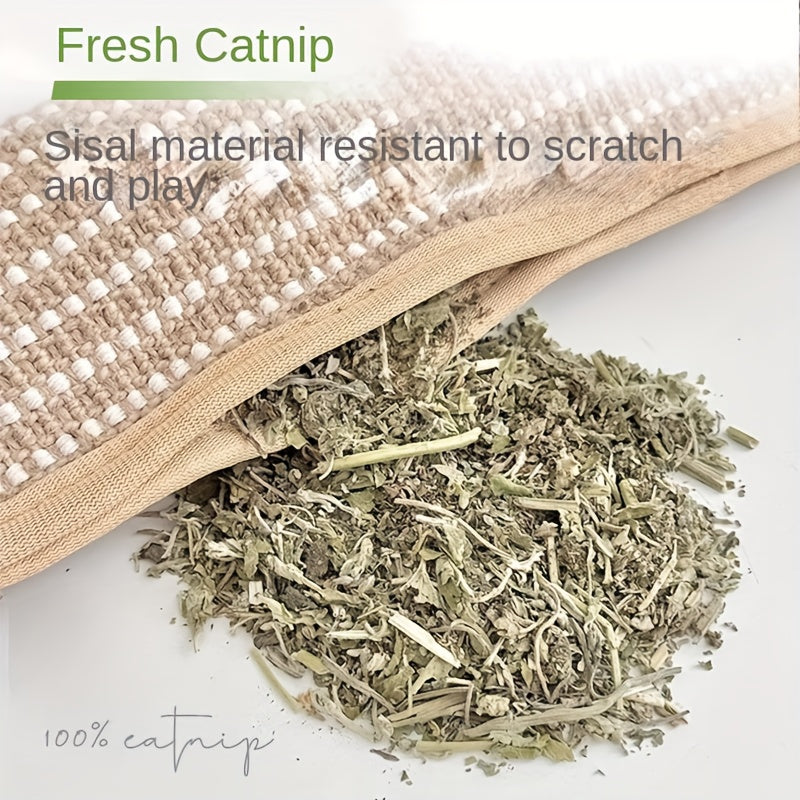 Sisal Cat Scratching Board Mat, Bite-Resistant and Shed-Free with Built-in Herbs, 4-Season Use, Interactive Toy Claw Sharpener, Self-Entertaining Cat Bed Pad