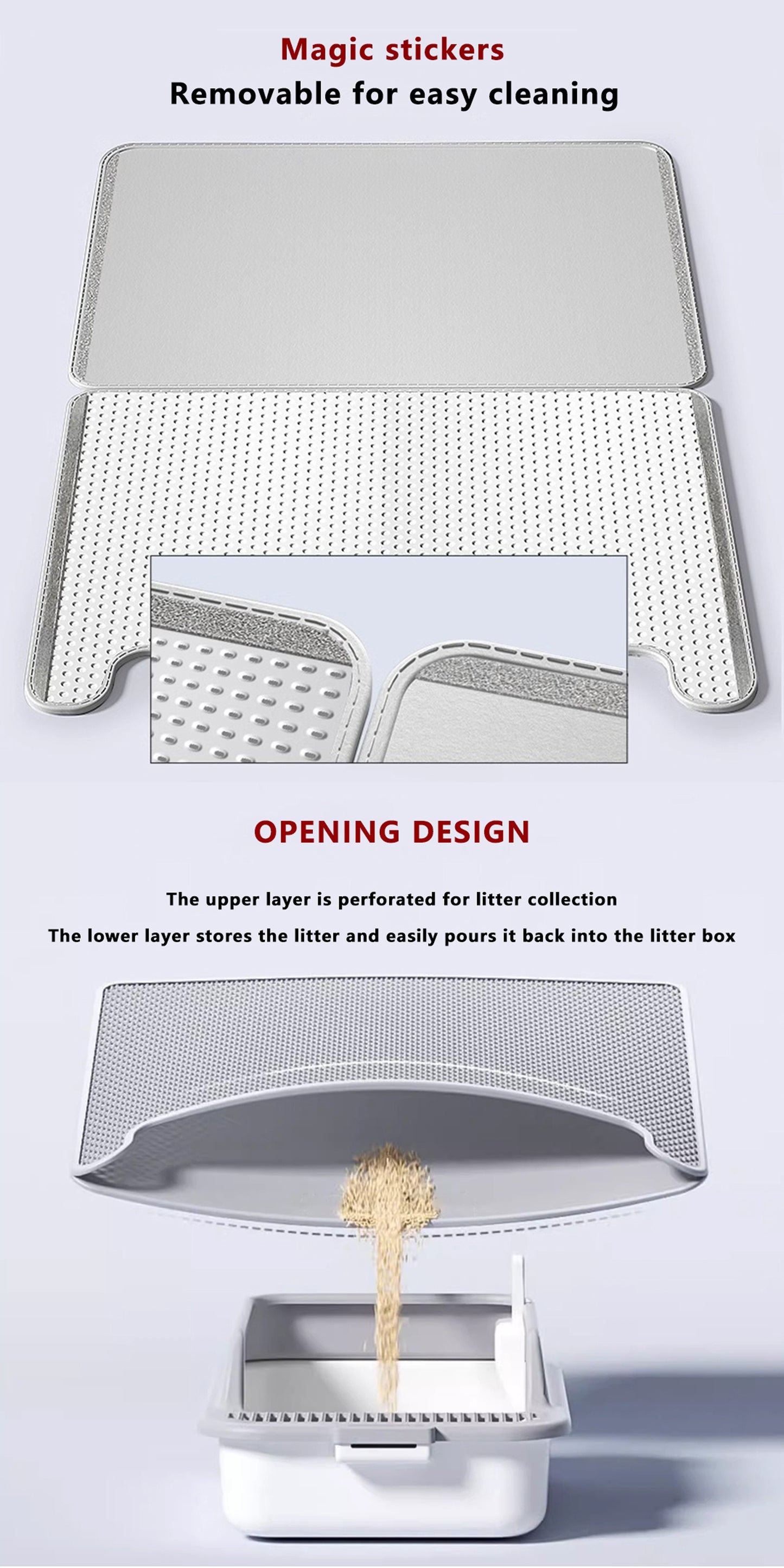 Double Layer Cat Litter Mat, Anti-splash Dust Control Easy To Clean Indoor Cat Cleaning Mat Trapping Box