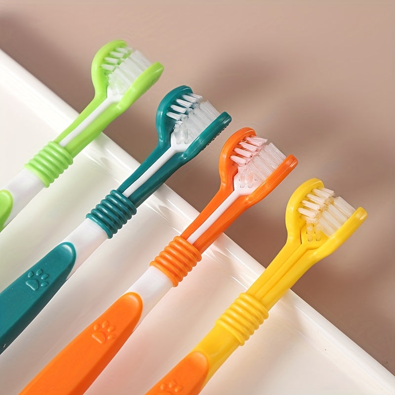 1pc Soft Bristle 3-sided Dog Toothbrush for Effective Teeth Cleaning and Fresher Breath Random Color