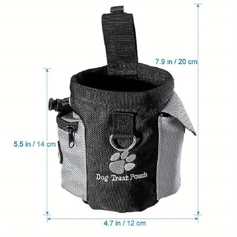 Dog Treat Pouch with Built-In Waste Bag Dispenser - Polyester Training and Feeding Waist Pack for Trainers and Pet Owners, Large Capacity, Clip & Carry Design