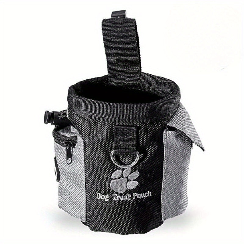 Dog Treat Pouch with Built-In Waste Bag Dispenser - Polyester Training and Feeding Waist Pack for Trainers and Pet Owners, Large Capacity, Clip & Carry Design
