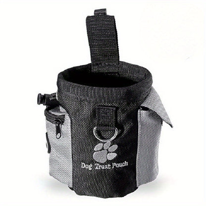 Dog Treat Pouch with Built-In Waste Bag Dispenser - Polyester Training and Feeding Waist Pack for Trainers and Pet Owners, Large Capacity, Clip & Carry Design
