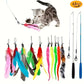[Vibrant Cat Toy Set] 12pcs Vibrant & Durable Cat Toy Set | Interactive Feather Fishing Rods with Bell-Caterpillar Heads, Engaging Cat Play Sticks for Endless Fun