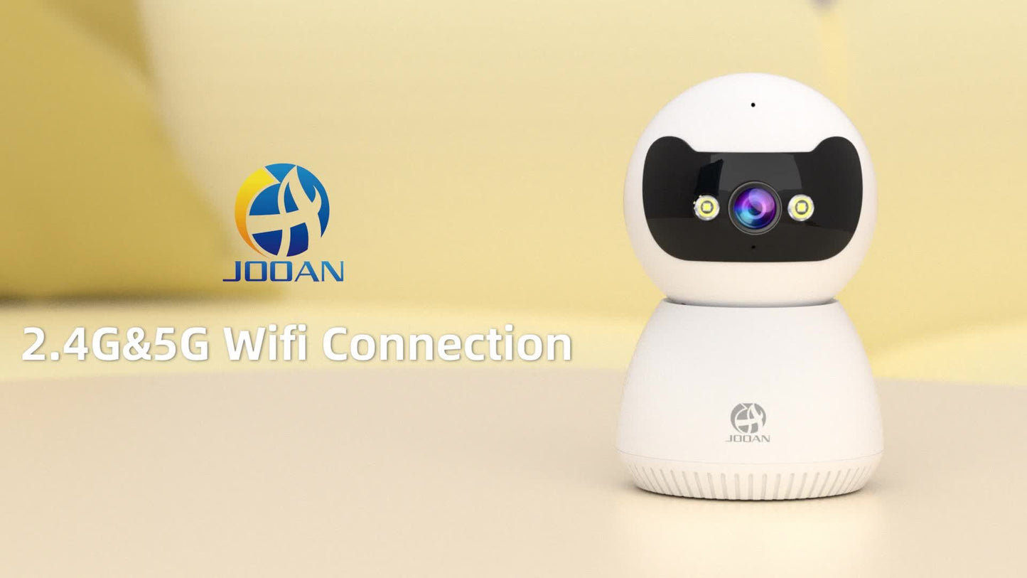 JOOAN 1080P HD Smart Security Camera with Two-Way Talk, Night Vision, PTZ Pan/Tilt/Zoom, Motion Detection & Tracking, - Camera for /Pet Monitor, App Control, Compatible with / (Wall-Mountable)