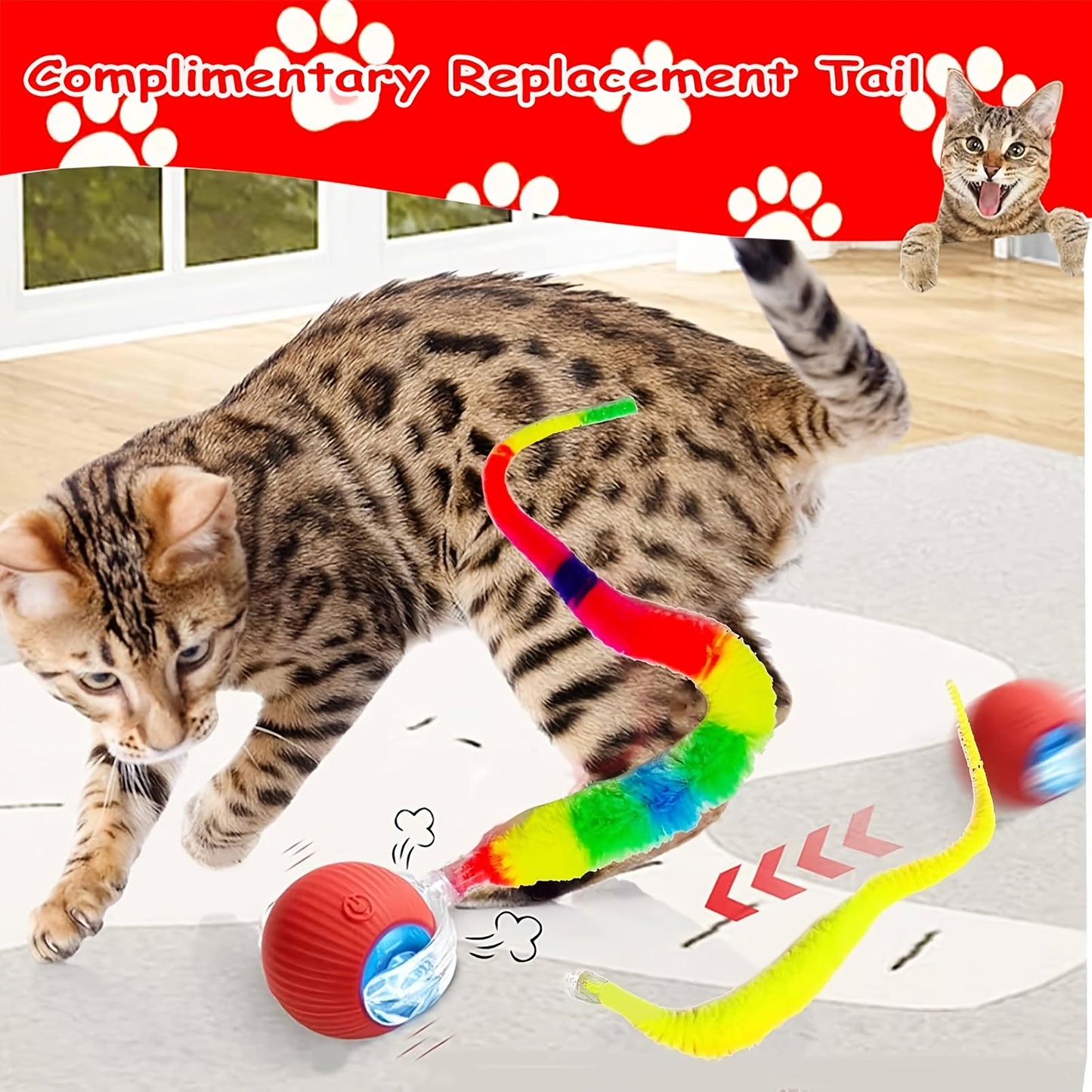BonreLife Automatic Rolling Cat Ball Toy with LED Lights, USB Rechargeable, Bite-Resistant Silicone, Safe for All Cat Sizes - Interactive Indoor Play for Cats, Interactive Cat Toy