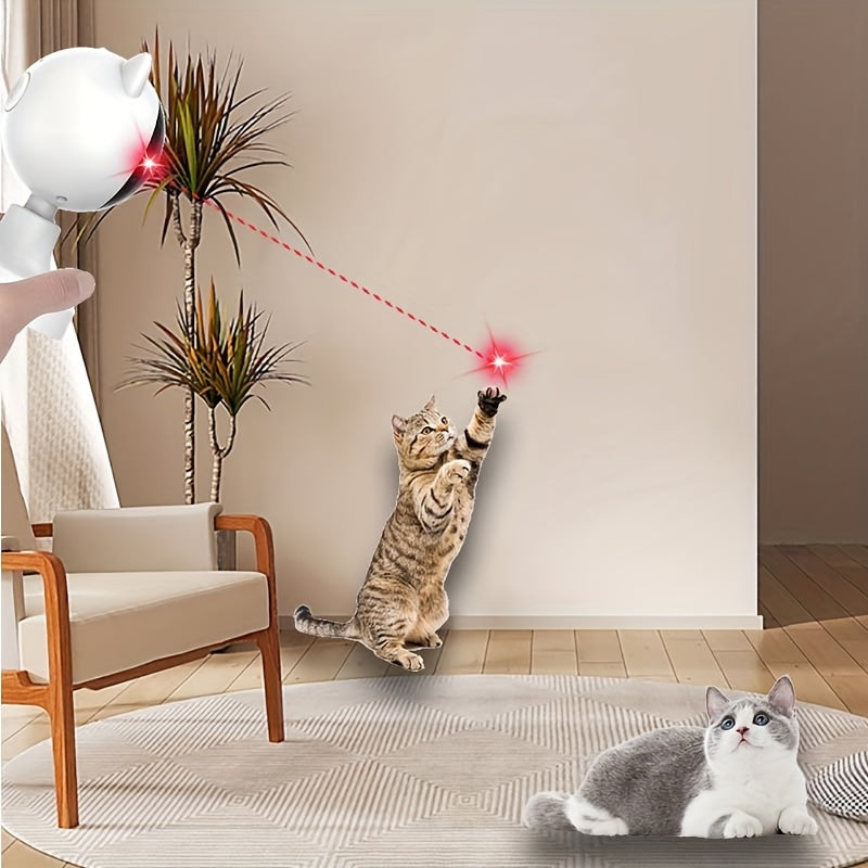 [Endless Fun Laser Chase Toy] Interactive Laser Chase Cat Toy - USB Rechargeable, Handheld or Desktop Mounted, Auto-Switching Timer for Endless Fun