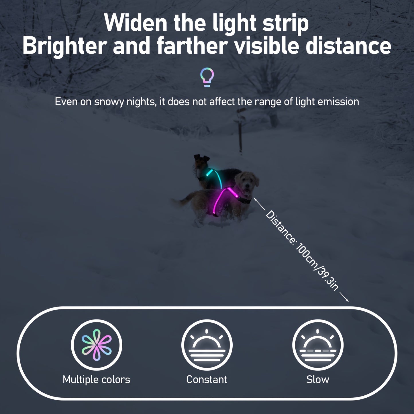 [LED Dog Vest] USB-Powered 8-Color LED Rechargeable Dog Vest with Flickering Lights | Geometric Pattern Pet Safety Harness for Medium & Large Dogs Under 4ft, Night Visibility Gear, Safe Visibility at Night, Dog Leash, USBchar