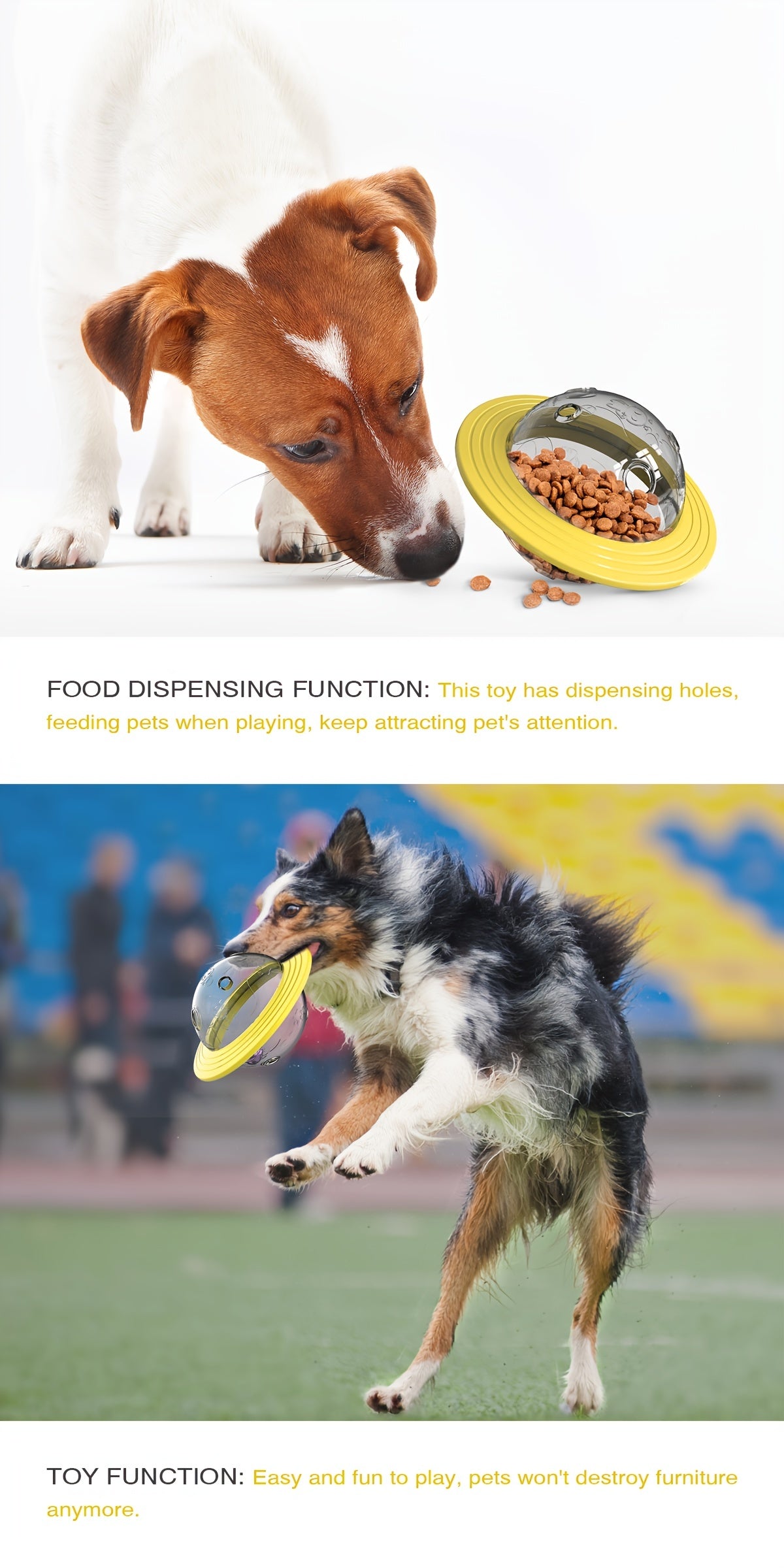 Interactive UFO Design Dog Ball Toys, Food Dispensing Pet Slow Feeder Ball, Dog Enrichment Toys, Dogs IQ Treat Ball Puzzle Toy