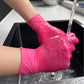 Deep Pink Disposable Nitrile Gloves - Lightweight, Suitable for Household Cleaning, Pet Care, Hair Dyeing - & Alcohol-Free, Available in S/M/L Sizes, Multi-Purpose Cleaning Gloves, Stylish Kitchen Use, All-Season, Disposable
