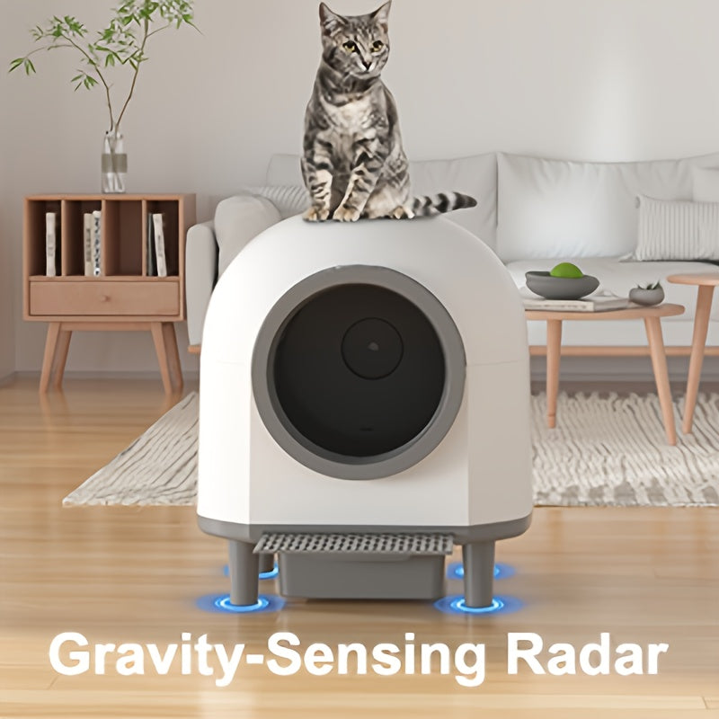 Self Cleaning Cat Litter Tray, 110L Extra Large Automatic Cat Litter Tray for Multiple Cats, with Safety Protection, APP Control, Odor Removal Smart Robot Litter Box, 1 Roll Trash Bags, Self Cleaning Cat Litter Box, Cat Litte