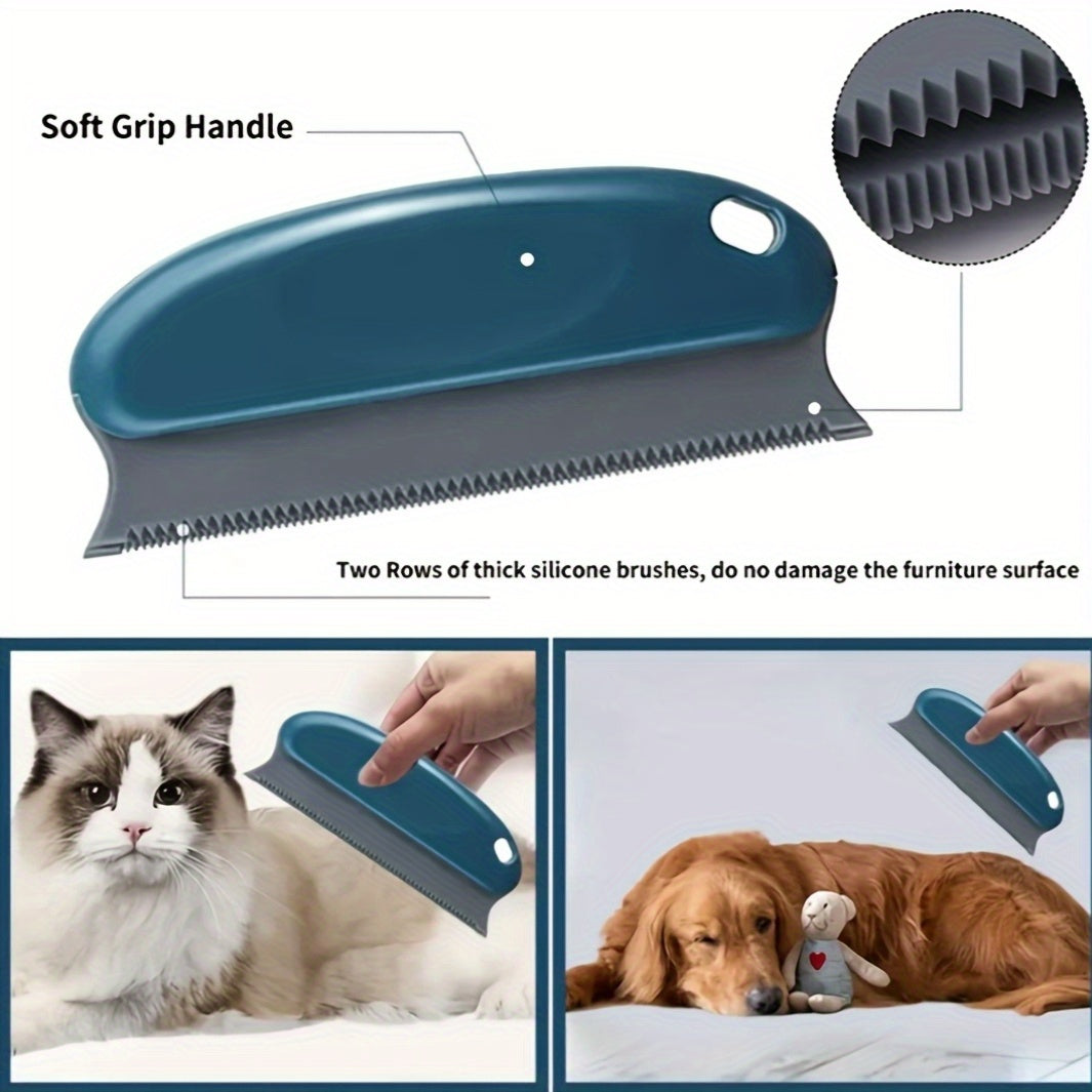 4pcs Reusable Pet Hair Cleaning Kit for Dogs & Cats - Durable Plastic Grooming Tools with Ergonomic Handles, Gentle on Fabric & Carpets, Ideal for Sofa, Furniture & Clothes - Includes Detangling Brush, Deshedding Brush, Flea