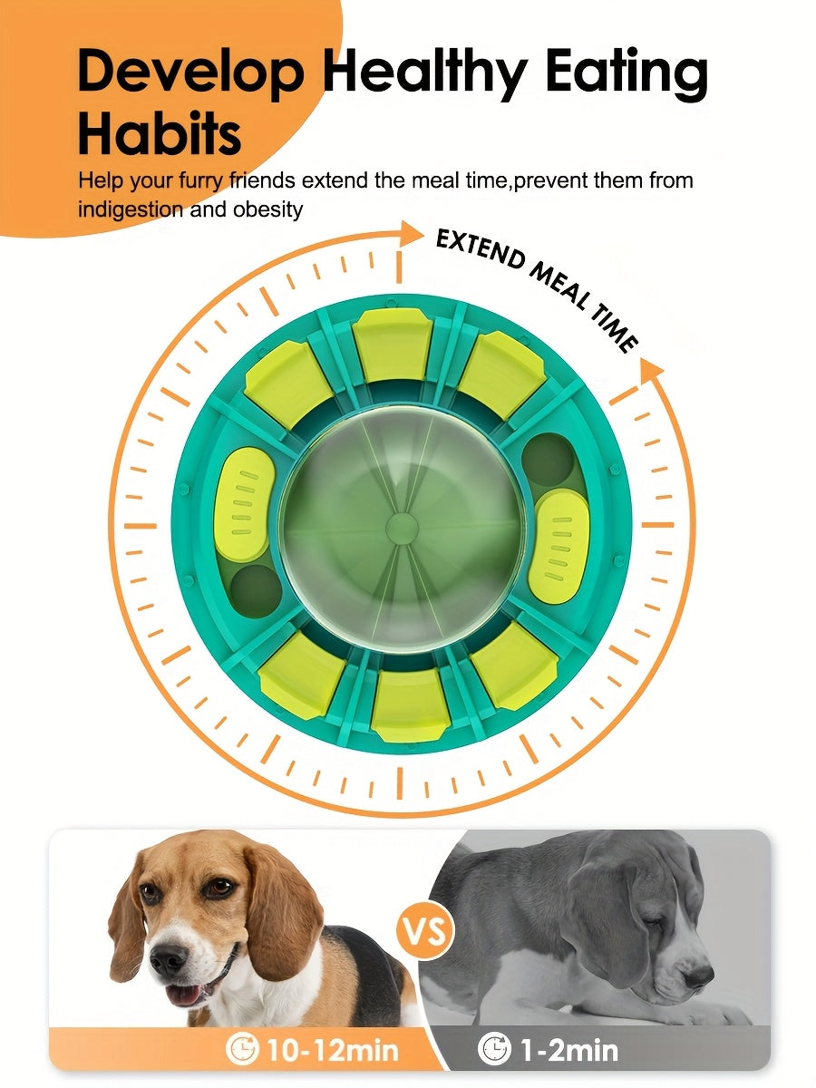 [Interactive Dog Feeder Toy] Interactive Slow Feeder Dog Toy with Treat Dispenser - Battery-Free Mental Stimulation Game, Non-Toxic Easy-Clean Plastic, Geometric Design for Puppies & Adult Dogs, IQ Boosting Play, Puppy Traini