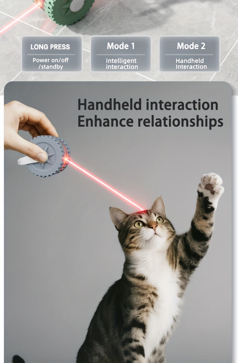 Interactive Laser Cat Toy with Mouse, 2-in-1 Laser Pointer & Plush-like Wiggling Worm-like Motion, Low-Power (<1mW) Red Light for Solo Play, Stimulates Hunting Instincts (Cats, Kittens)