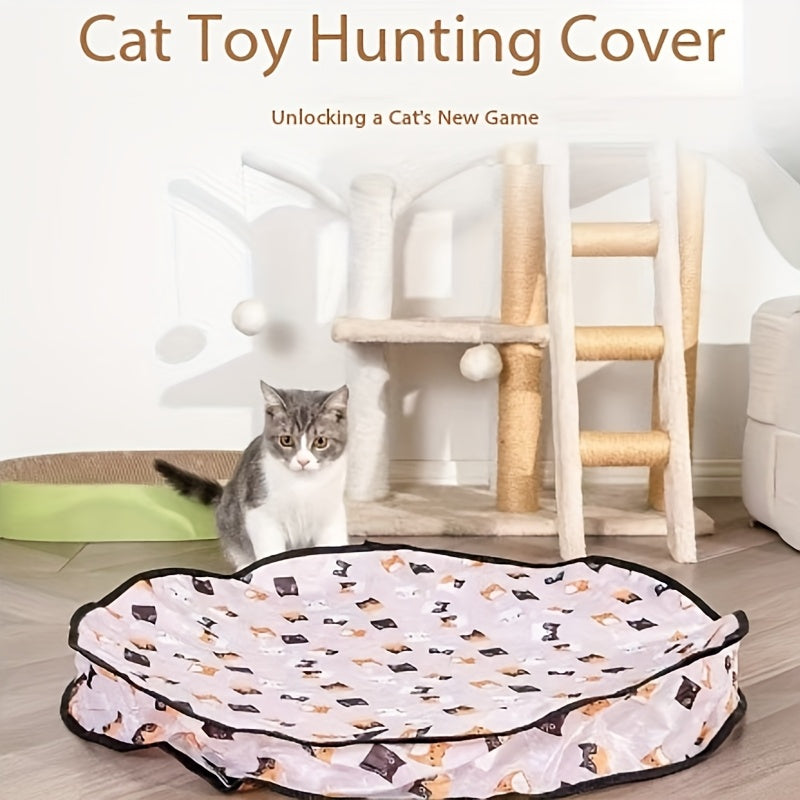 3pcs Pet Self-Entertainment Toy Set: 1 Round Double-Layer Hunting Cover + 2 Red Automatic Cat Balls