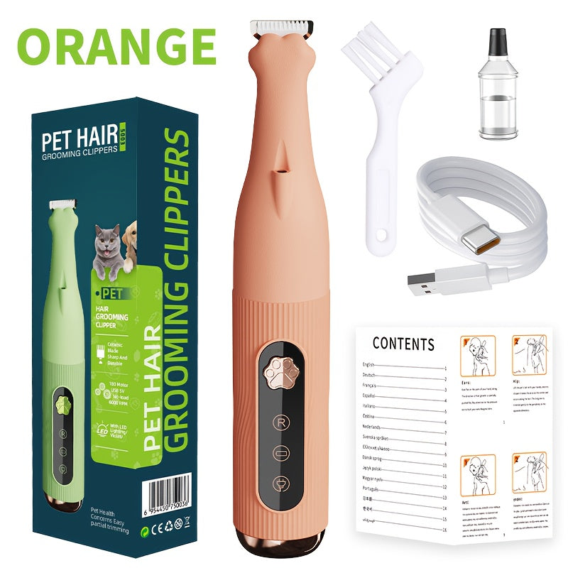 Dog Nail Trimmers with LED Light, Low Noise Pet Clippers, 18mm Blade Waterproof Rechargeable Dog Nail Clippers & Cat Nail Clipper for Grooming Paws, Ears, Face, Eyes