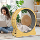 Large 91cm/100cm Cat Exercise Wheel - Recycled Wood Indoor Cat Treadmill with Silent Running Wheel, Detachable Carpeted Surface, Safety Lock & Adjustable Height - Sturdy Base for Stability, Ideal for Cats & Small Pets (Assemb