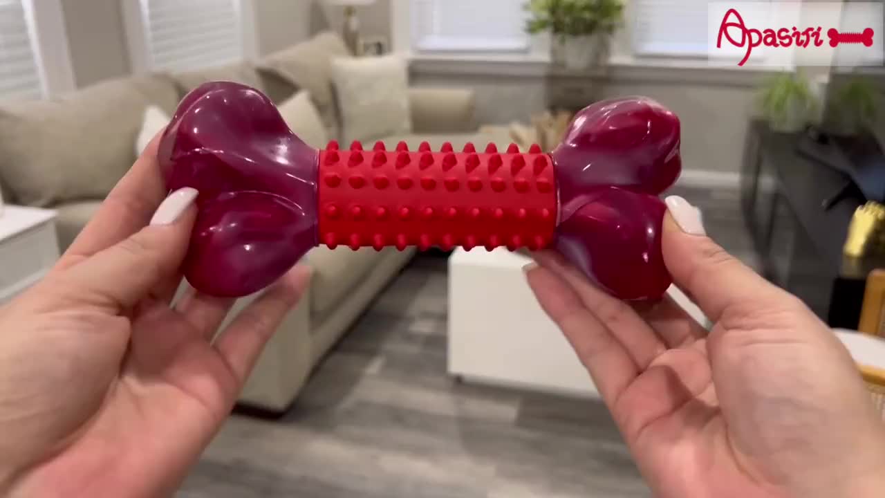 [Heavy-Duty Chew Toy] Apasiri Heavy-Duty Chew for Large Breed & Aggressive Chewers - Beef Flavor Dental Dog Toys With Nylon & Rubber Construction, Indestructible Chew Toy for Puppy Teething, Dental Health - Compatible With Al