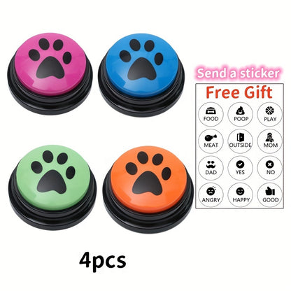Dog Training Buttons with Paw Print Design - Interactive Pet Communication Toy, Durable Plastic Dog Accessories for Training & Play, No Batteries Needed, All Breeds & Sizes, Dog Training Accessories, Playful Pet Acc