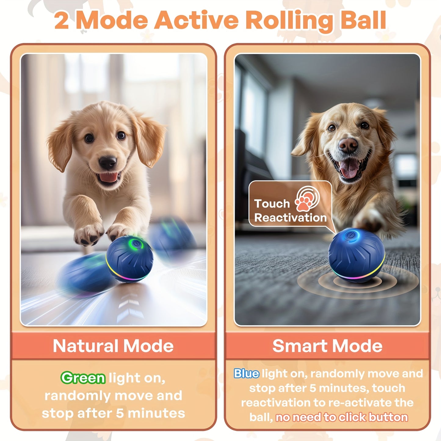 Interactive Dog Toy Ball - Large, Smart Bouncing Ball for Pets | Intelligent Jumping, Rolling, Durable, USB Rechargeable