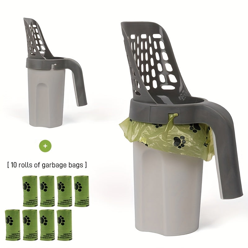 All-In-One Storage Portable Cat Cleaning Cat Litter Shovel with Built-In Garbage Bag Automatic Poop Scooper Set Cat Shovel