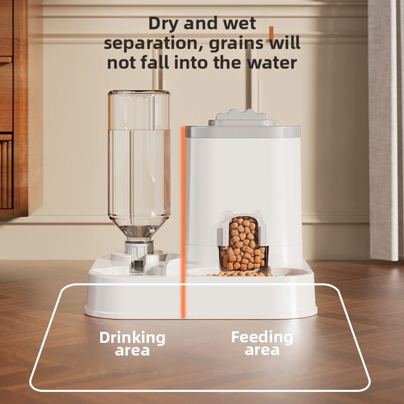Automatic Cat and Dog Water Dispenser with Integrated Food Basin - Capacity 1-10L, No Battery Required, Modern White Design, Easy to Clean and Moisture-Proof - Durable Pet Hydration Solution, Automatic Pet Feeder, Stylish Pet