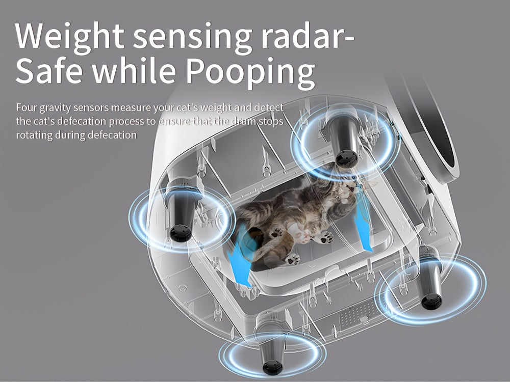 Self Cleaning Cat Litter Tray, 110L Extra Large Automatic Cat Litter Tray for Multiple Cats, with Safety Protection, APP Control, Odor Removal Smart Robot Litter Box, 1 Roll Trash Bags, Self Cleaning Cat Litter Box, Cat Litte