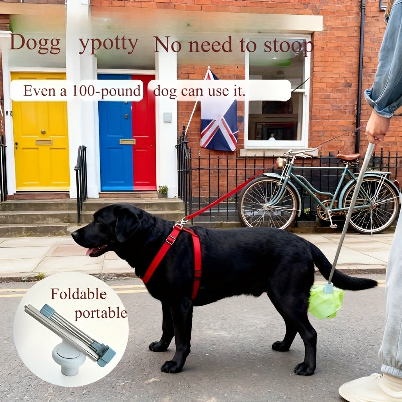 1pc Dog Poop Scooper with Telescopic Handle - Durable Plastic Pet Waste Bag Dispenser for Outdoor Walks, Easy-to-Use Design for Dog Owners, No Battery Needed, Dog Poop Bag, Sturdy Construction, Dog Poop Picker, Pooper Scooper