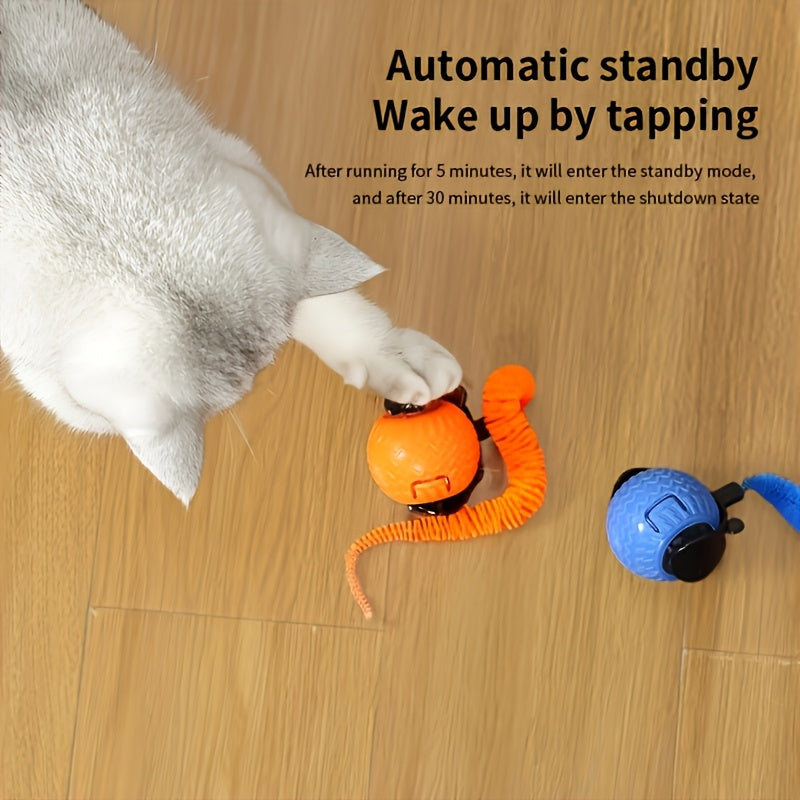 1pc interactive cat and dog toy for indoor cats - rechargeable automatic fast ball, intelligent tail chase and pet chase games, reinforced and durable plastic design, cat and dog toy interaction, playful design, pet entertain