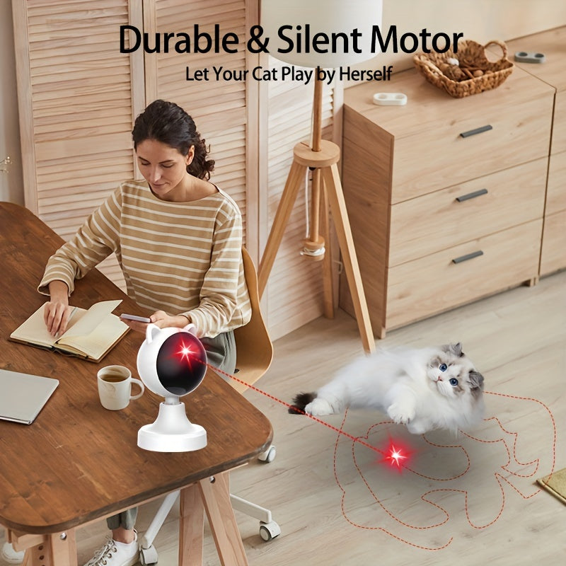 [Endless Fun Laser Chase Toy] Interactive Laser Chase Cat Toy - USB Rechargeable, Handheld or Desktop Mounted, Auto-Switching Timer for Endless Fun